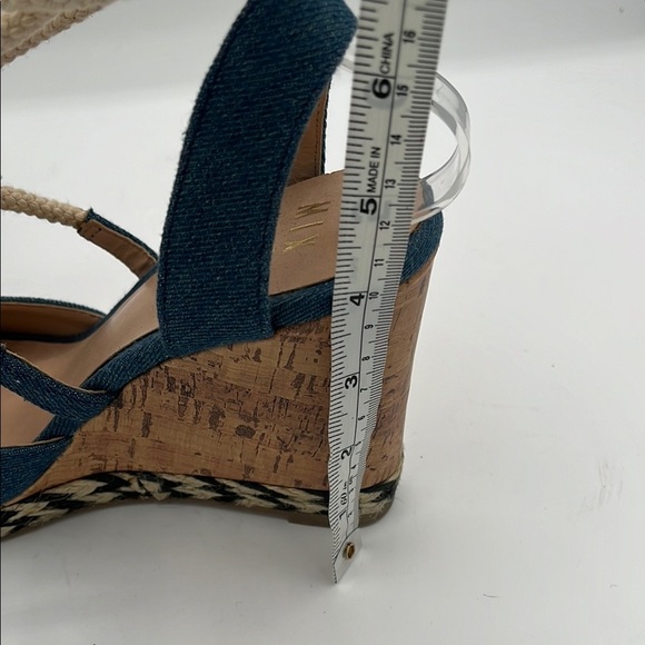 Mix No. 6 Denim Open Toe Strappy Ankle Wrap Wedge Sandals - Picture 8 of 11